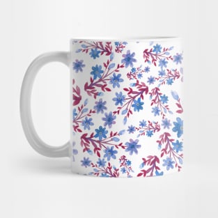 Blue and Red Watercolor Wild Flower Mug